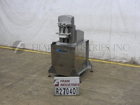 Cozzoli #F520, semi-automatic dual head table top piston filler, 2-20 containers per minute - Image 1