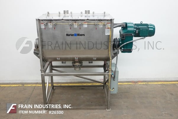 60 cu.ft. Marion #HPS4272, 316 Stainless Steel paddle mixer, three section hinged lid, safety grates, 72" L x - Image 1