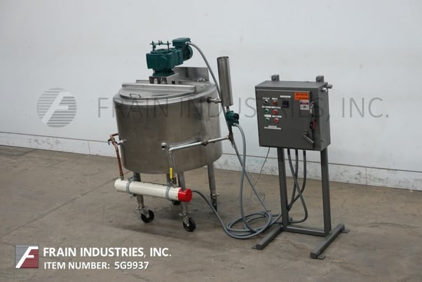 75 gallon 316 Stainless Steel, low pressure jacketed mixing tank, 30" diameter, 24" straight wall, flip top - Image 1