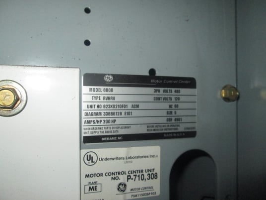 General Electric, 8000 Series, 200HP, 480V., 3PH, auto transformer ...