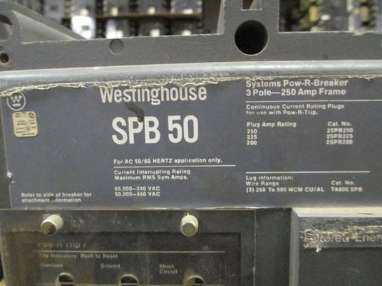 250 Amps, Cutler-Hammer, SPB50, 3P, 600V, Pow-R-Trip 7, LSG, no rating plug, manually operated, drawout - Image 2