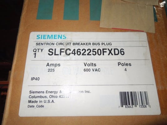 250 Amps, Siemens Sentron, SLFC462250FXD6, 4W, 600V, IP40, surplus in box (6), 225 amp (3 available) - Image 1