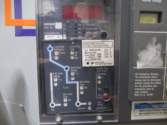 1600 Amps, Cutler-Hammer C-H, SPBMR316C, 3W, 600V, RMS910 trip, LSG, aux switch, shunt, electrically - Image 3