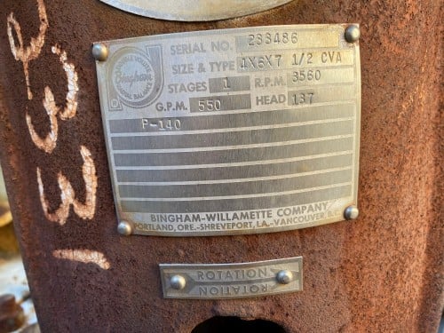550 GPM @ 137' TDH, Bingham, 4x6x7 1/2 CVA, 3560 RPM - Image 1