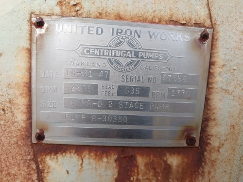 2020 GPM @ 370' TDH, United, 6" MS-D 2 STG, 1750 RPM, #2288 - Image 1