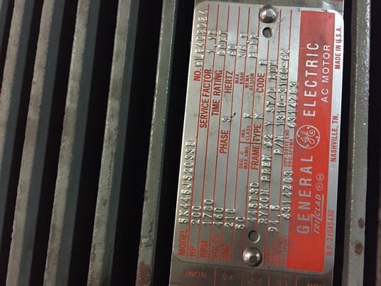 200 HP 1780 RPM General Electric, Frame 445TSD, ODP, 218 amp, 460 Volts (3 available) - Image 2