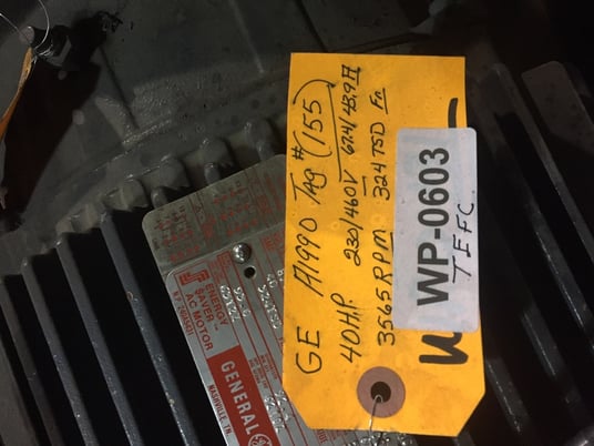 40 HP 3565 RPM General Electric, Frame 324TSD, TEFC, 67.4/43.9 amp, 230/460 Volts - Image 1