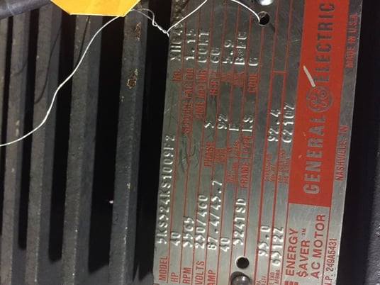 40 HP 3565 RPM General Electric, Frame 324TSD, TEFC, 67.4/43.9 amp, 230/460 Volts - Image 2