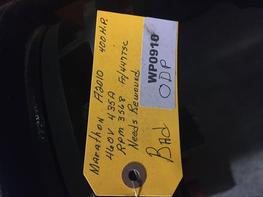 400 HP 3568 RPM Marathon, Frame 447TSC, ODP, 435 amp, 460 Volts - Image 1