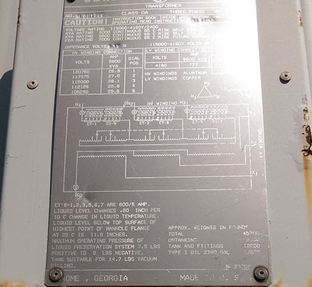5000/5600/7000 kVA, 115000 Delta Primary, 4160/2400 WYE Secondary, General Electric Substation - Image 4