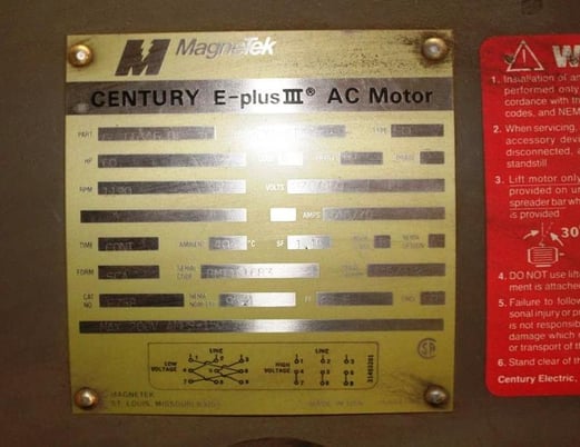 Image 2 for 60 HP 1190 RPM Magnetek Century Plus III, Frame Y404T, ODP, 230/460 Volts