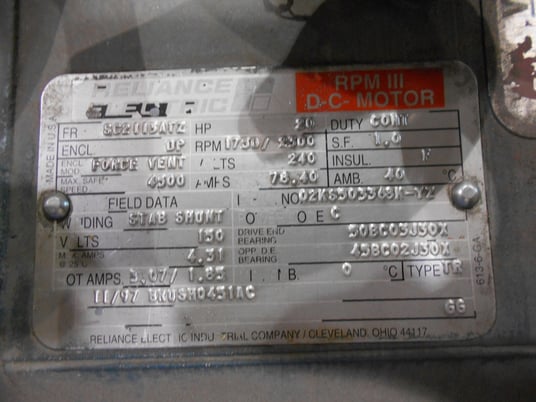 Image 4 for 20 HP 1800 RPM Reliance, Frame 2113ATZ, DPFG-BV, 240VA, 150VF