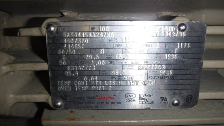 Image 2 for 125 HP 1800 RPM General Electric, Frame 444TSC, TEFC BB, 460V., New Surplus