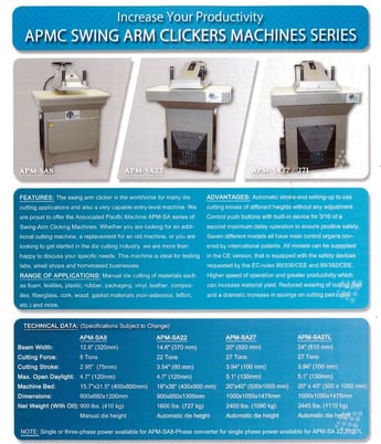 Image 2 for 22 Ton, Apmc #APM-SA22, 3.54 stroke, hydraulic clicker press, quick height adj., dual joystick Control, New, #SMAPMSA22