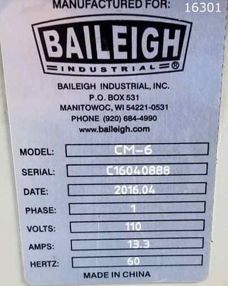 Image 3 for No. CM-6 Baileigh, plate beveler, adj angle, 1.5 HP, 5-blade, 2016