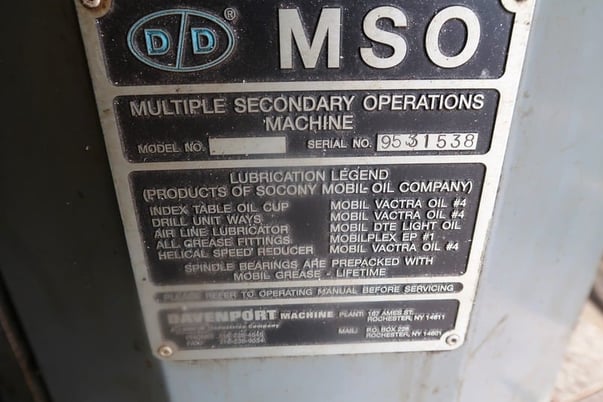 Image 6 for MSO Davenport #105-018, 5-spindle multiple seconday operation rotary trans, 1995