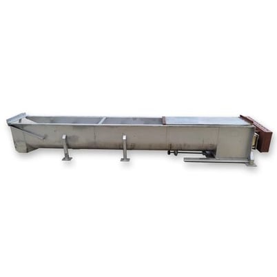 Image 1 for 18" diameter x 13' long, MTC #MTCS-18-13, Stainless screw auger conveyor, manual slide gate valve, standard pitch, no cover, #16704