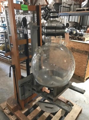 Image 4 for 30 gallon Round Bottom Glass Flask, Duran, 120 liter 120000 ML, 2' diameter, (2) 2" connections, 2" bottom outlet, dome top