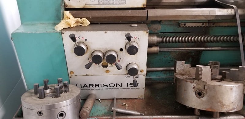 Image 3 for 15" x 32" Harrison #L15, 10" chuck, 2" thru hole, geared head, tailstock, 230 V., 3 phase
