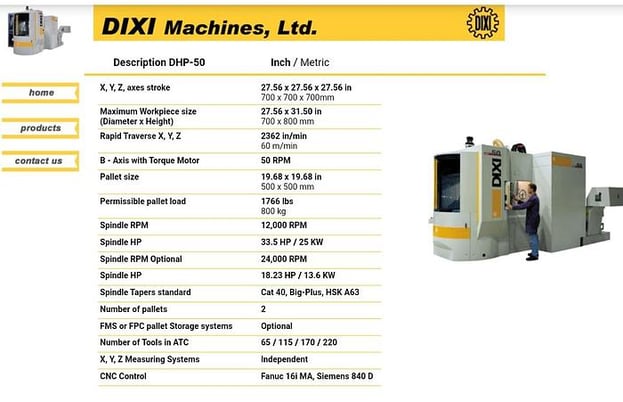 Image 7 for Dixi #DHP50-4X, 27.6" XYZ, 12000 RPM, 25 kW, 220 automatic tool changer, Fanuc 16iMB Control, 2008 #8231
