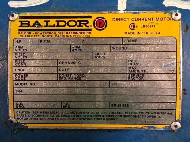 25 HP 1800 RPM Baldor, Frame 287ATZ, Drip-Proof Ball Bearing, 240 VA, 300/150 VF - Image 3