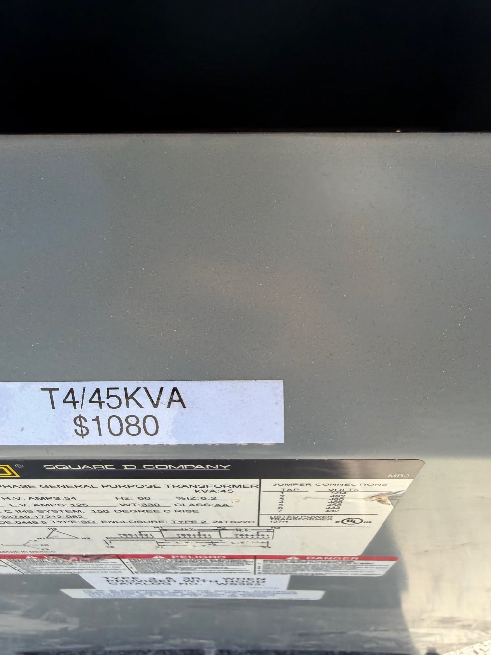 45 KVA 480 Primary, 208Y/120 Secondary, Square D / Square D / Sorgel - Image 1