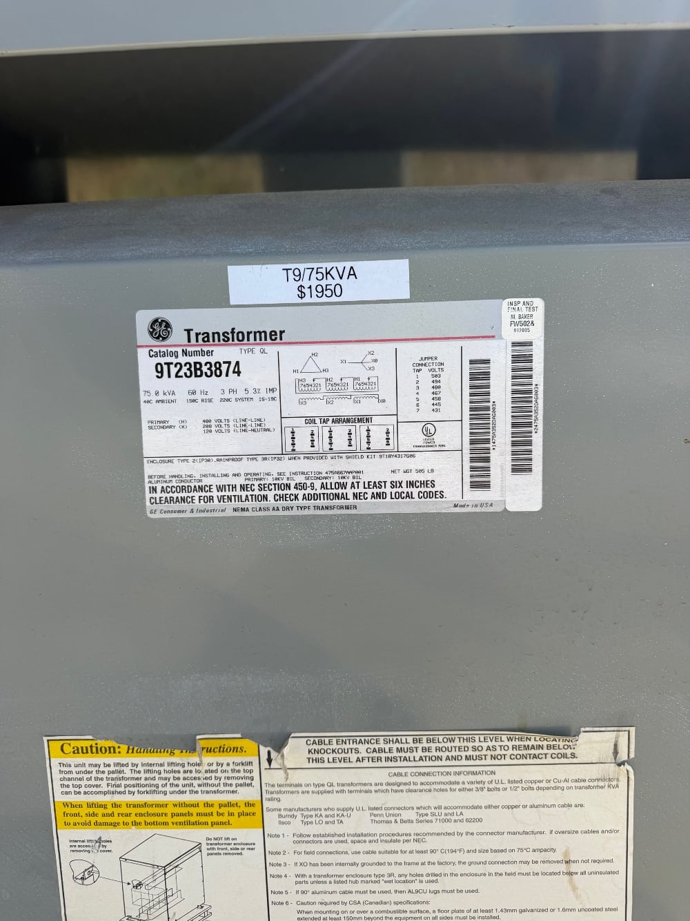 75 KVA 480 Primary, 208Y/120 Secondary - Image 6