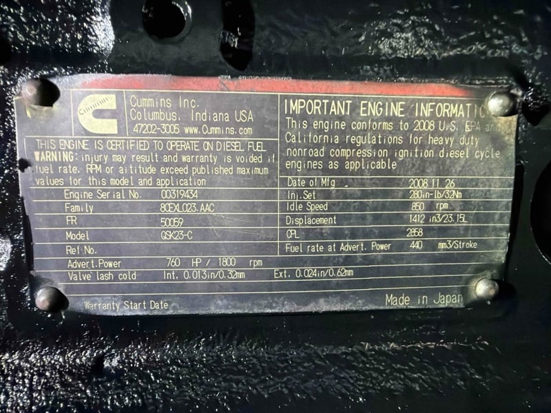 760 HP Cummins #QSK23, engine, CM500, warranty - Image 3