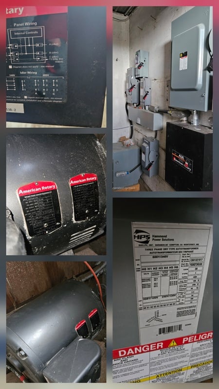 50 HP American Rotary, Heavy Duty Rotary Phase Converter System, 600 Volts transformer, accessory & - Image 9