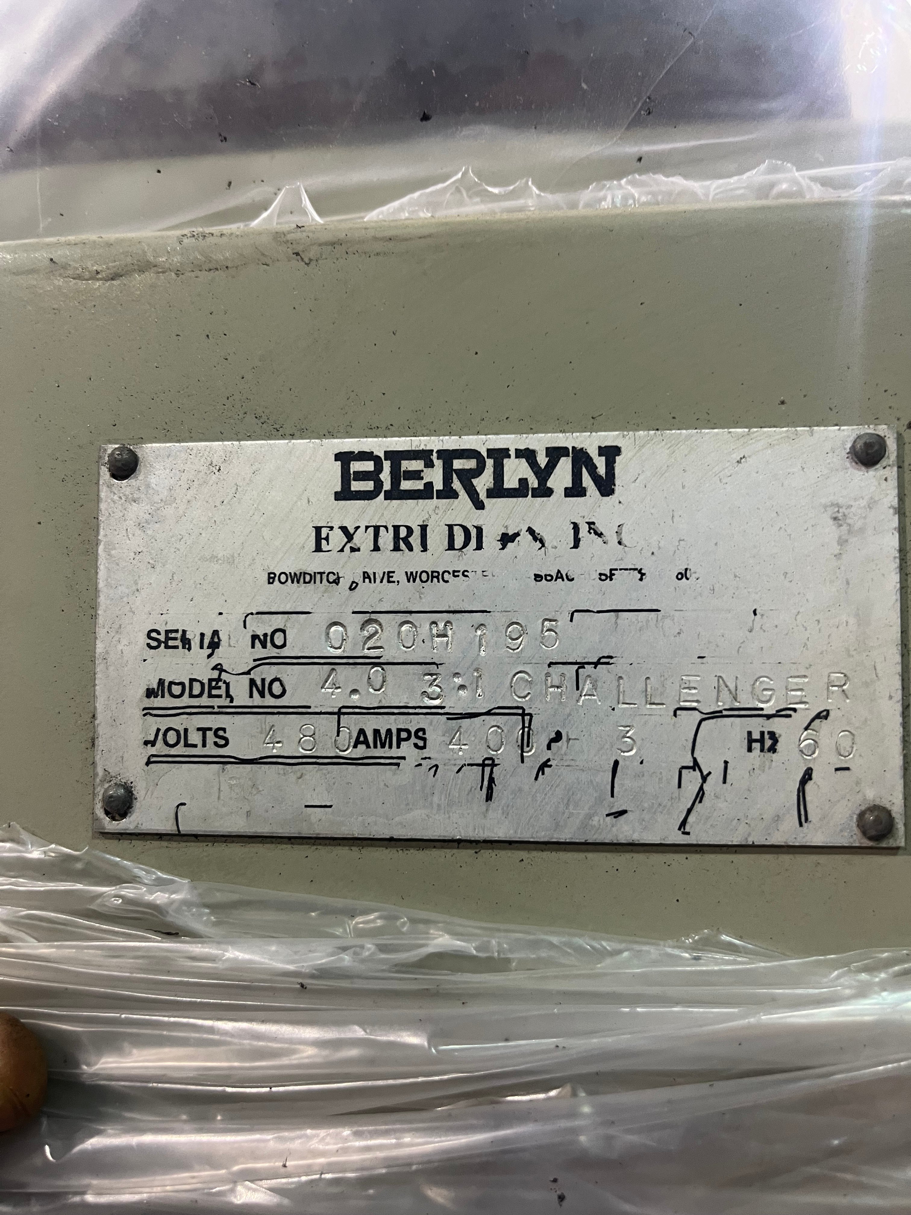 4" Berlyn, extruder, 30:1 L/D, air cooled, 150 HP DC, 450 lb/hr - Image 6