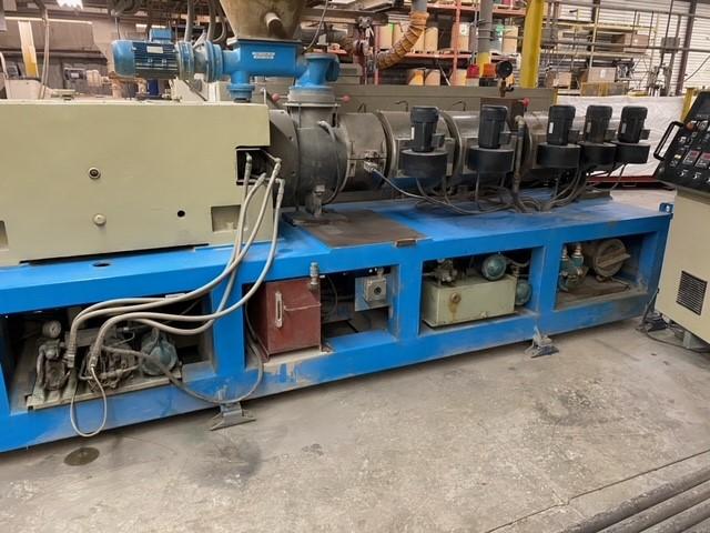 3.6" Jinhu, twin screw extruder, 92mm, 150 HP, ABB drive, spare distributor & reduction gearboxes, 1288 - Image 6