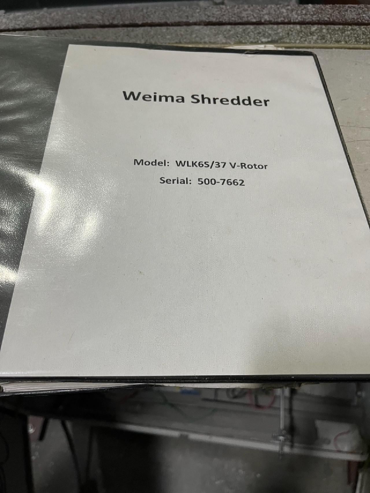 Weima #WLK-6S/37, single shaft shredder, V-rotor, 50 HP, 42 knives, 14-1/2" rotor, hopper loading dumper, 460 - Image 5