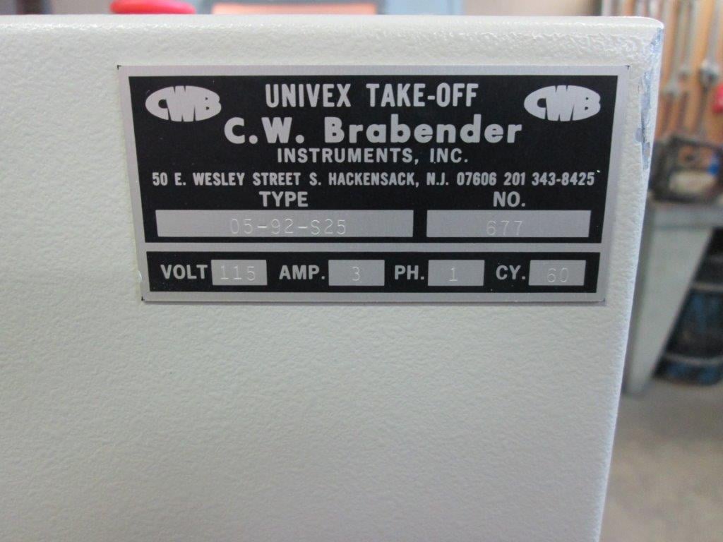 Brabender, lab sheet line, 3-roll 2" x 14", winder, Univex take off, 12" Cloeren sheet die, 115 V. - Image 9