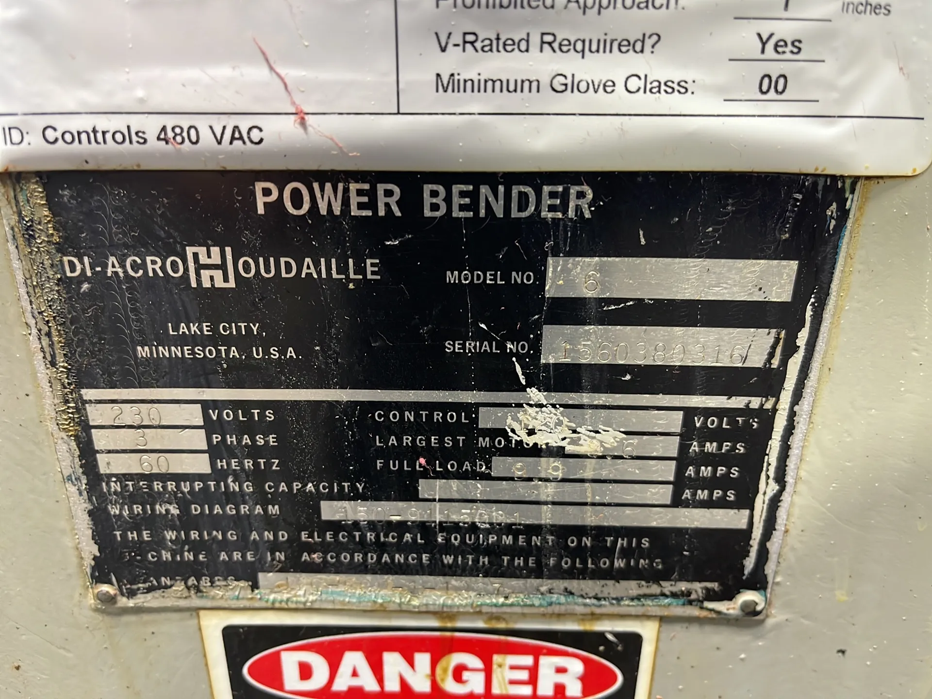 Di-Acro #6, power bender, Allen-Bradley PanelView 550 digital read out, 9.9 A, 230 V. - Image 6