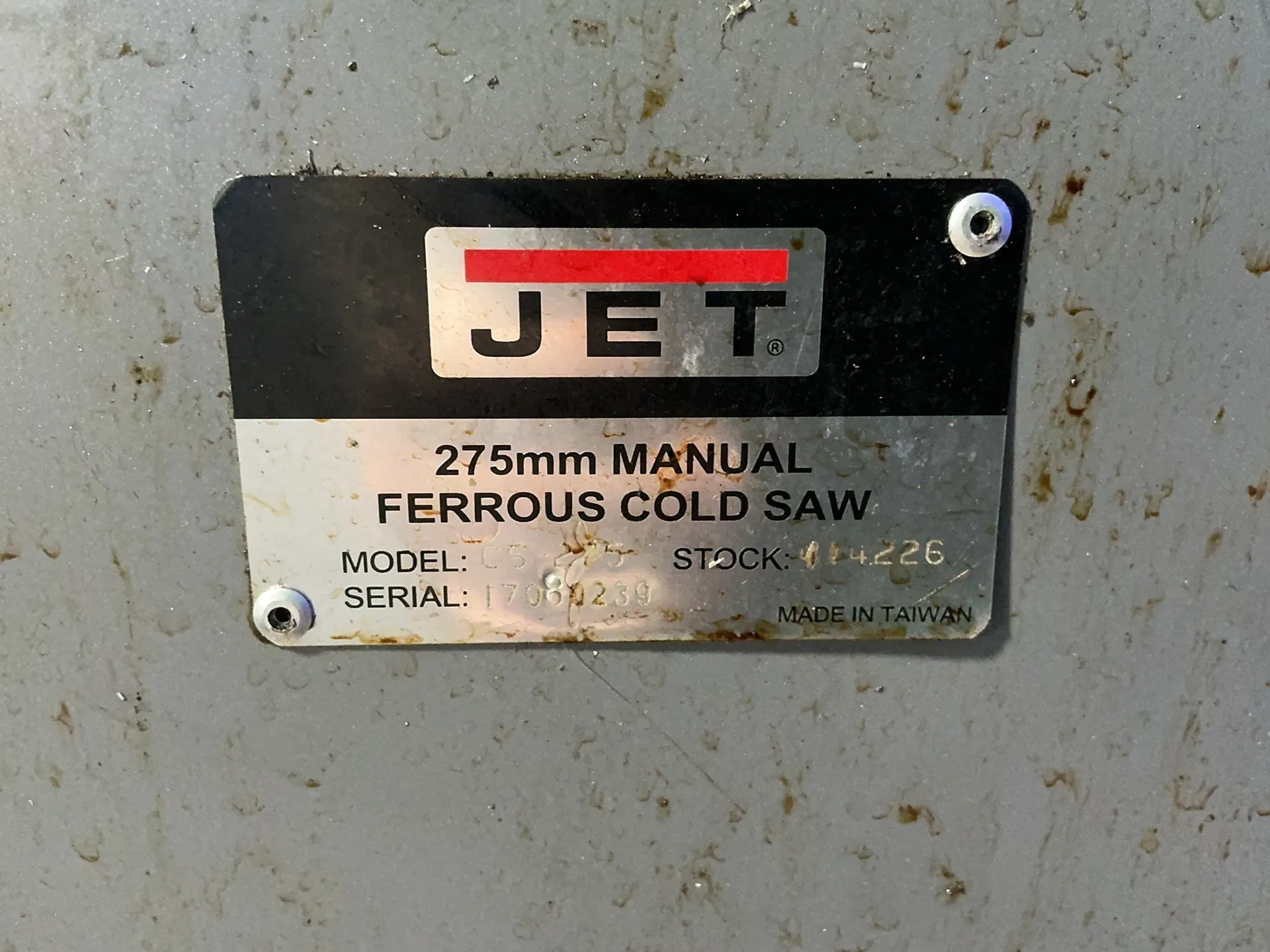 11" Jet #CS-275, manual ferrous cold saw, 1.5 HP, 3450/1720 RPM, 230 V. - Image 1