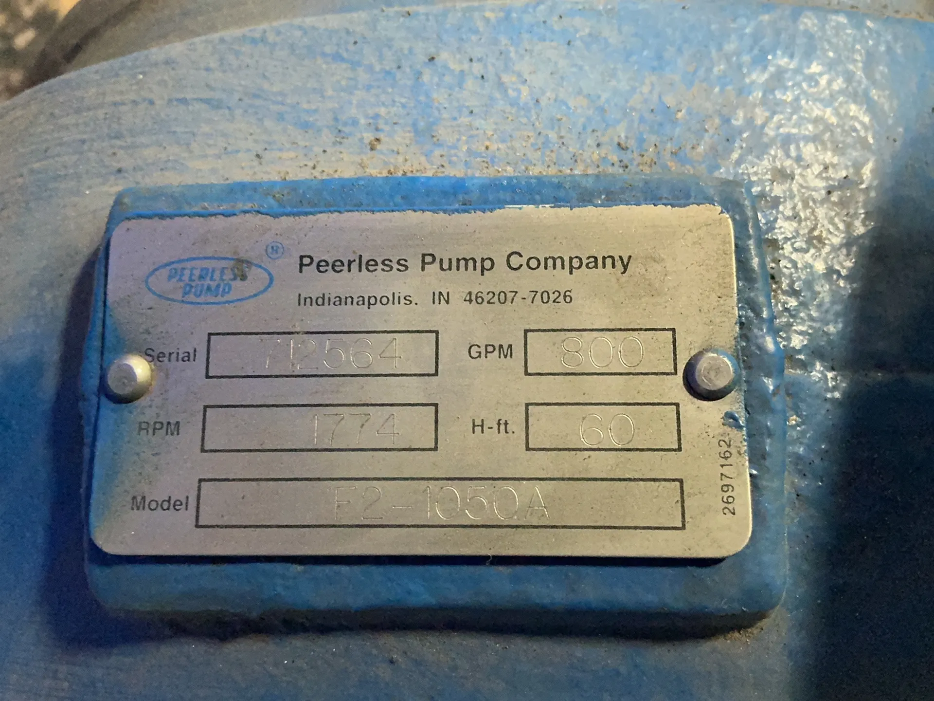 800 GPM, Peerless #F2-1050A, centrifugal pump, 20 HP, 1725 RPM, 208-230/380/460 V. - Image 4