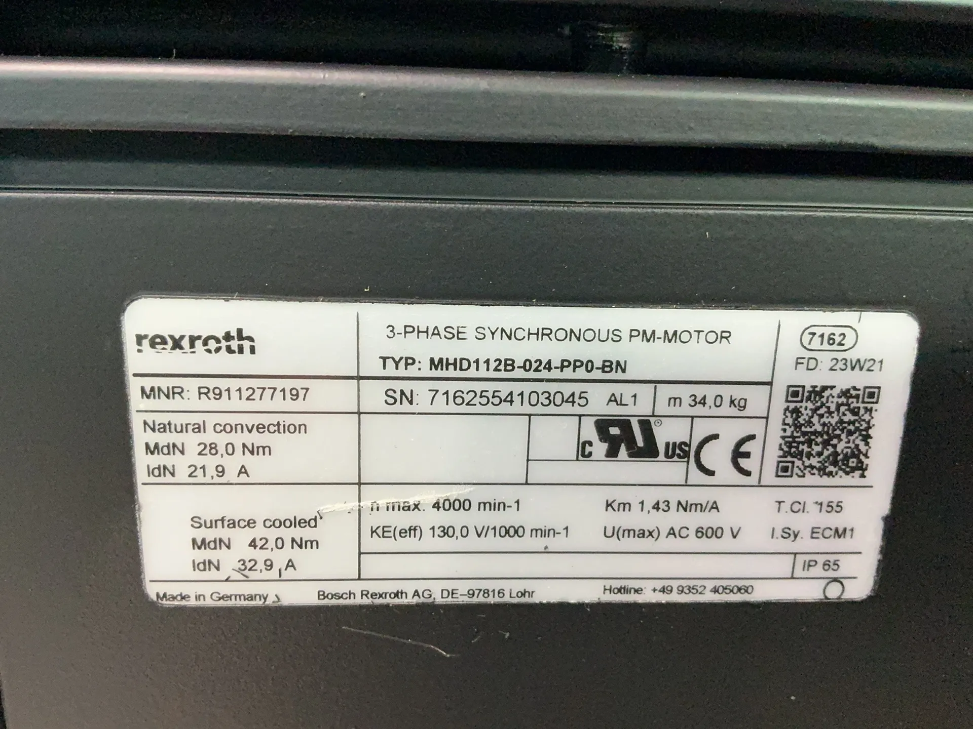 Rexroth #MHD112B-024-PP0-BN, servo motor, 3 phase - Image 5