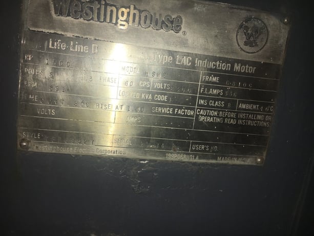 1500 HP 891 RPM Westinghouse, Frame 6810C, ODP, 2300 Volts - Image 2