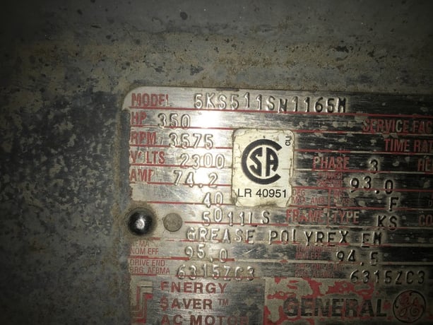 350 HP 3575 RPM General Electric, Frame 5011LS, TEFC, 2300 Volts - Image 1