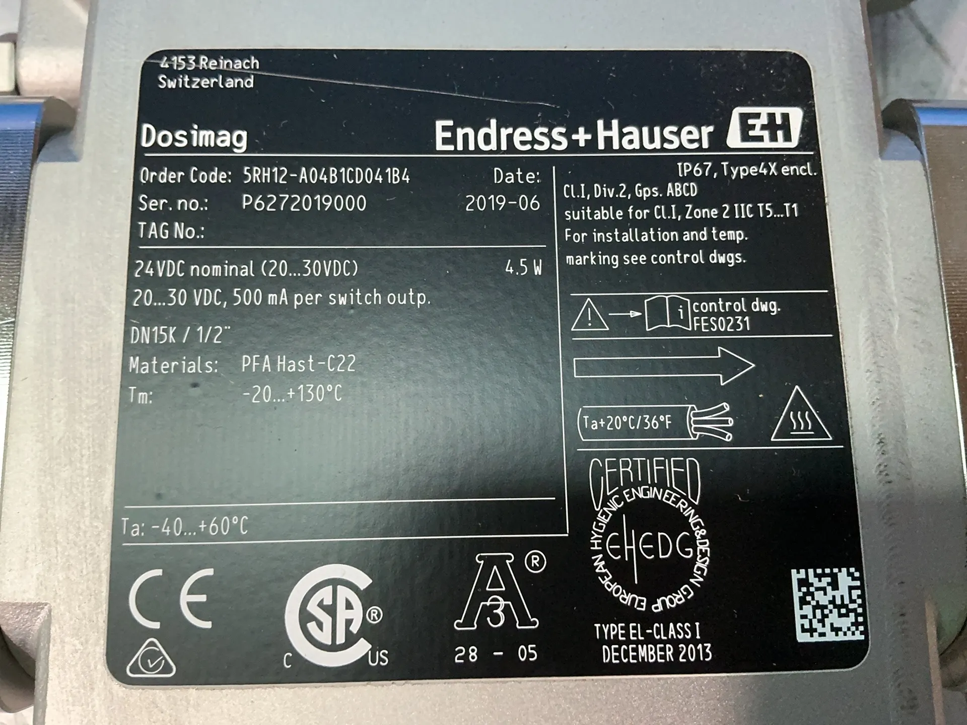 Endress Hauser #5RH12-A04B1CD041B4, Electromagnetic Flow Meter, 4.5W, 24 VDC, 2019 (2 available) - Image 4