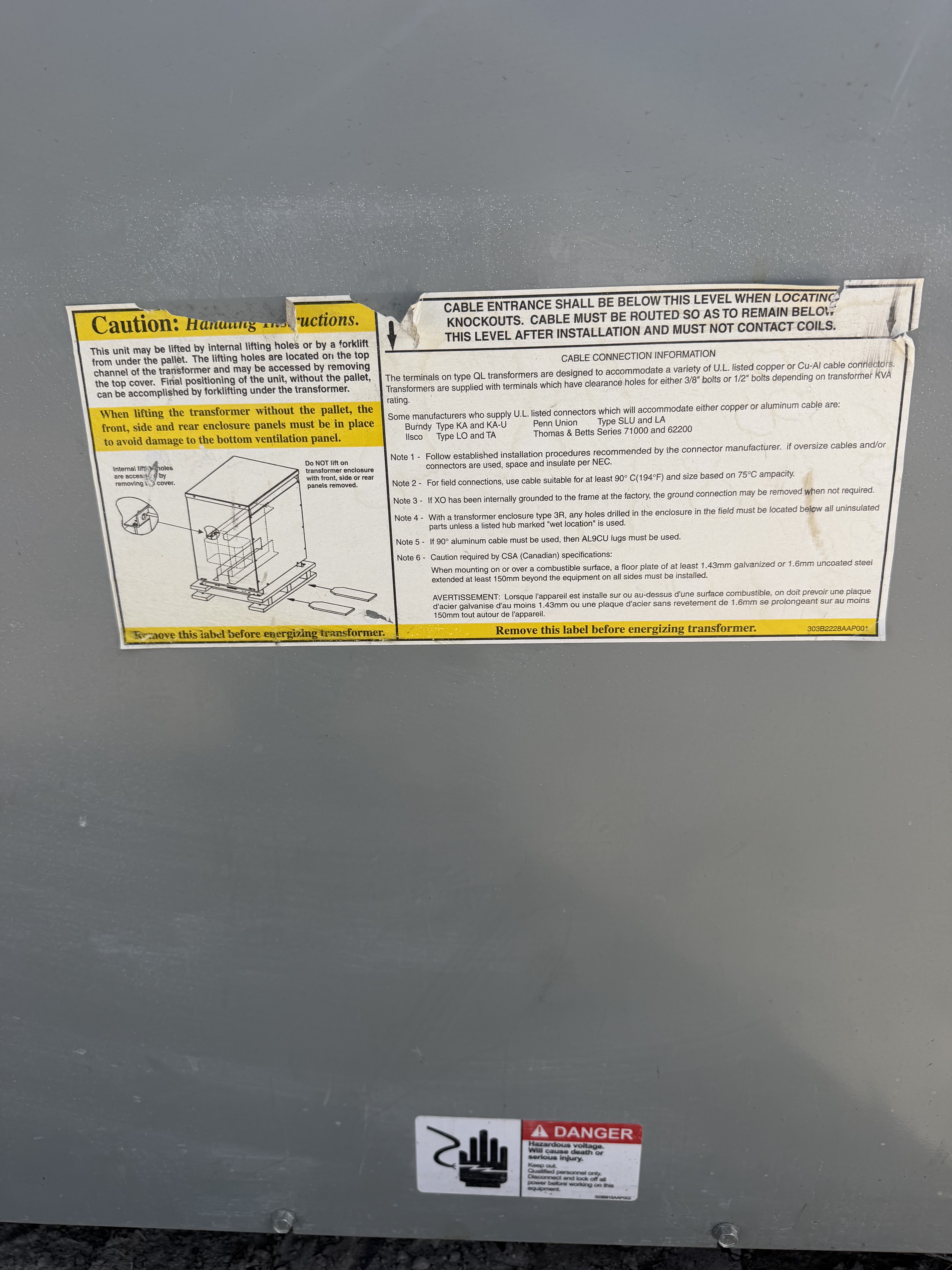 75 KVA 480 Primary, 208Y/120 Secondary, General Electric #9T23B3874, Type QL Dry Type Transformer, 3 Phase - Image 3