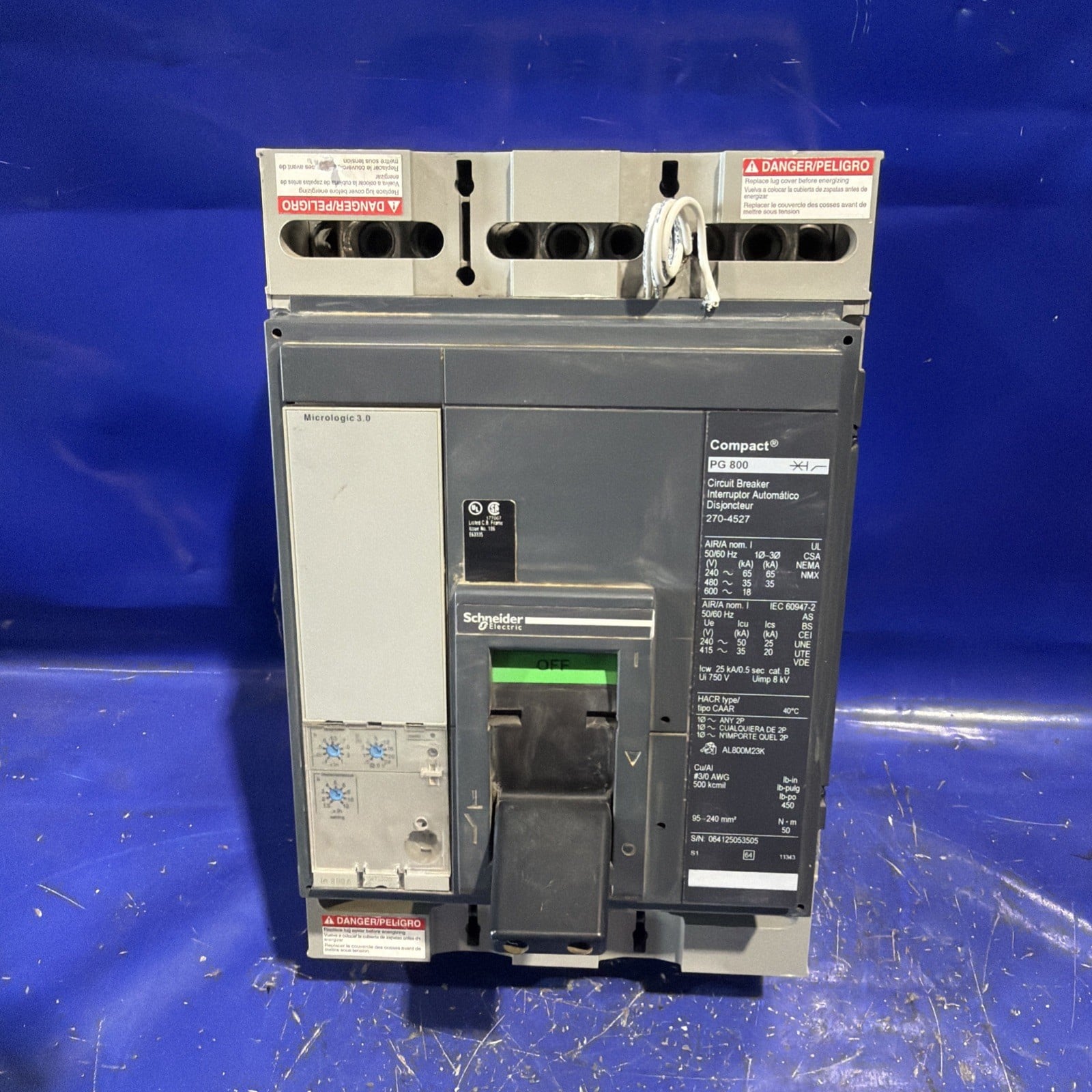 800 Amps, Schneider Electric Compact #PG800, circuit breaker, 3-pole, 18kA, 600 Volts - Image 3