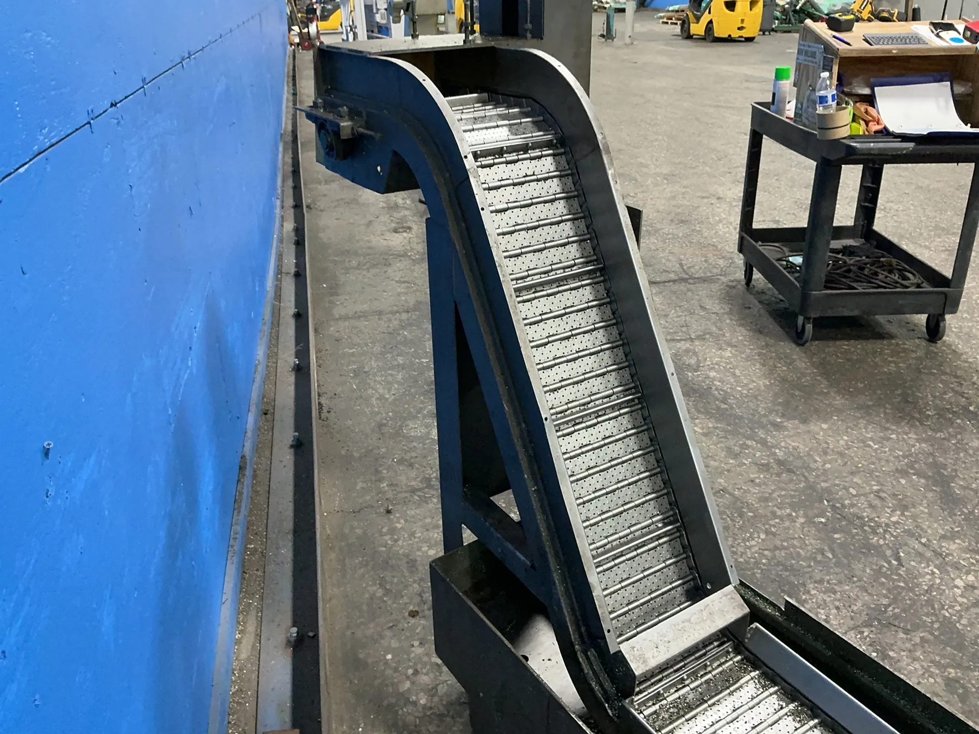 12" wide x 98" long, Turbo Conveyor #6475-8533, chip conveyor, 54" flat length, 44" chute rise, 15" flat - Image 4