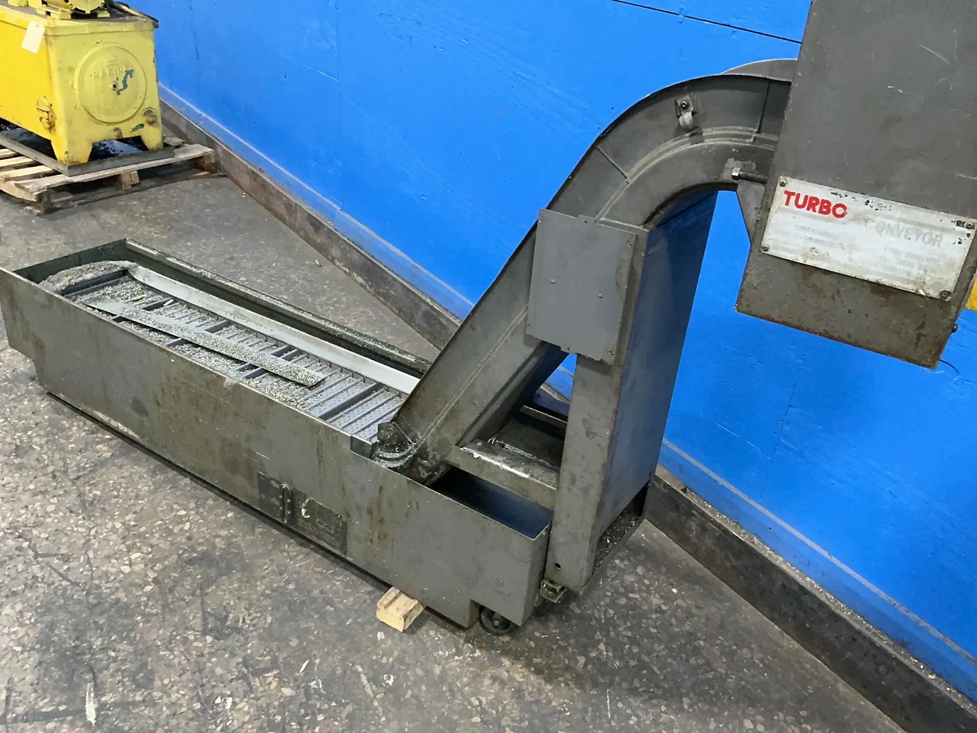 12" wide x 98" long, Turbo Conveyor #6475-8533, chip conveyor, 54" flat length, 44" chute rise, 15" flat - Image 5