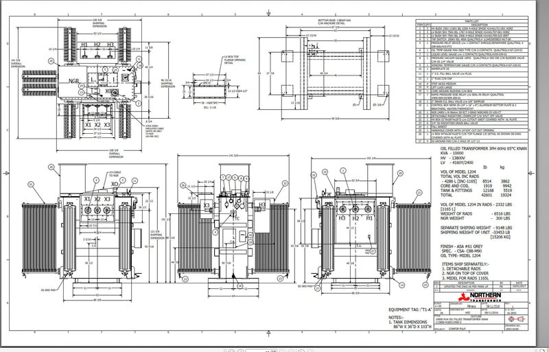 10,000 KVA 13800 Primary, 4160Y/2402 Secondary, Northern Transformer, KNAN Sealed Oil Padmount Transformer - Image 4