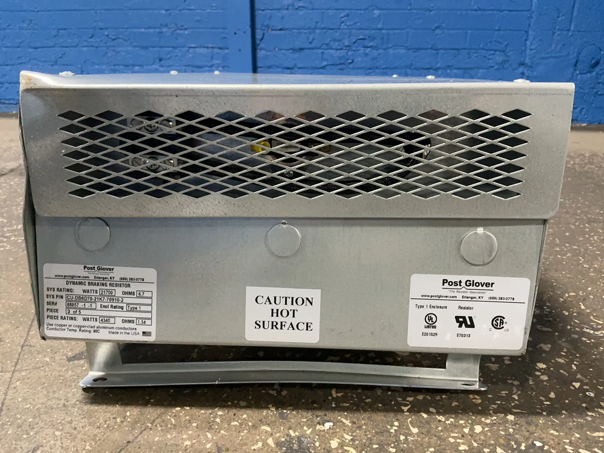 Post Glover #CU-DB6D70-21K7-76910-2, Dynamic Braking Resistor, 4340 W - Image 1