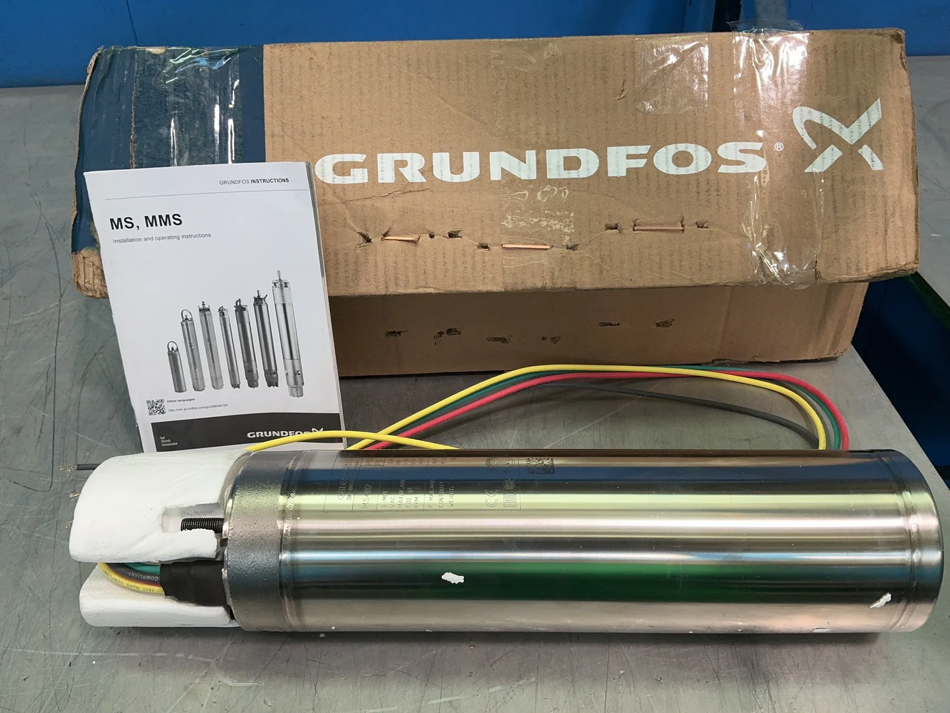 Grundfos #MS402, Submersible Pump Motor, 2 HP, 4.35 Amps, 3 phase, 460 V., new - Image 1