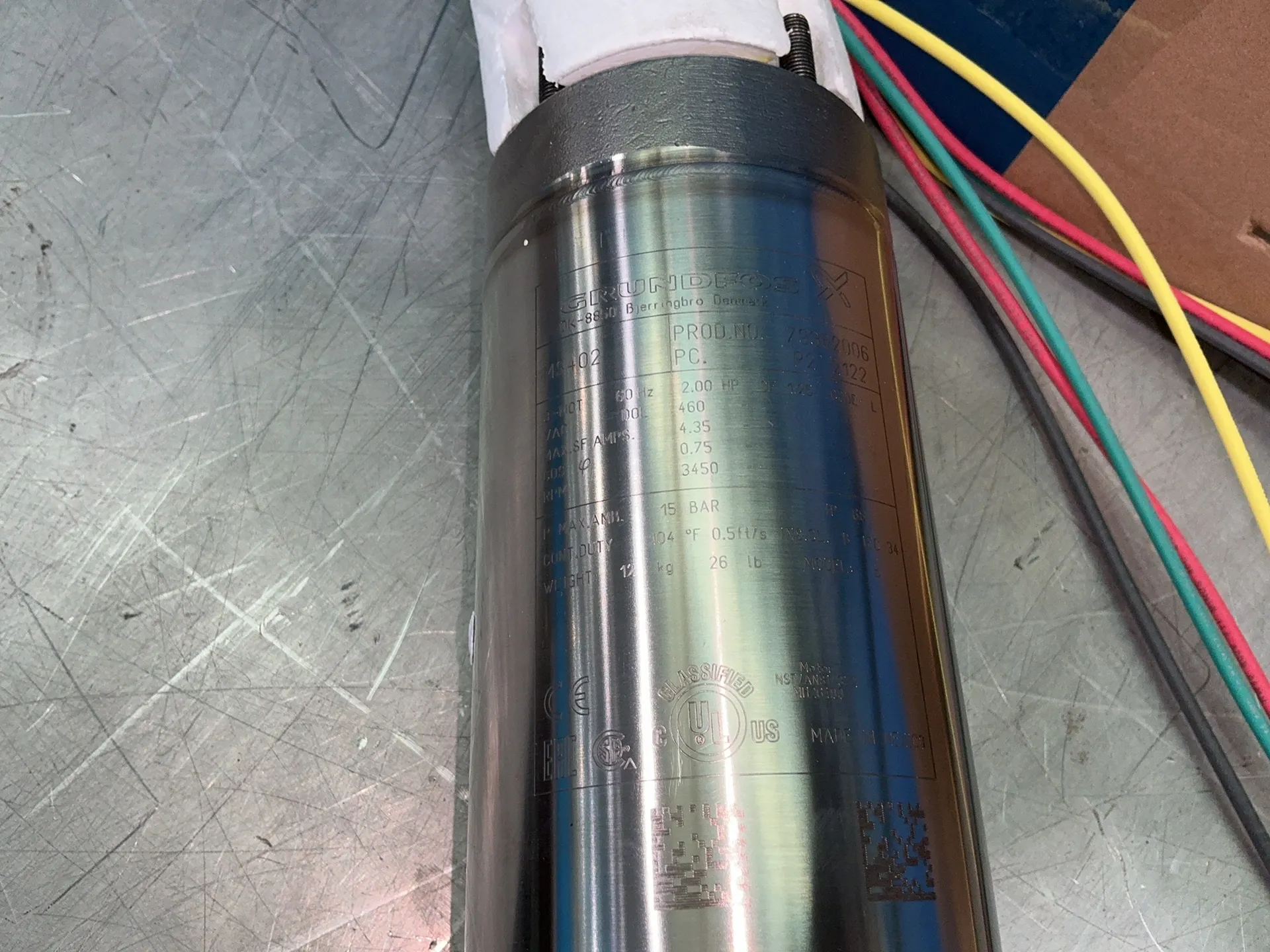Grundfos #MS402, Submersible Pump Motor, 2 HP, 4.35 Amps, 3 phase, 460 V., new - Image 5