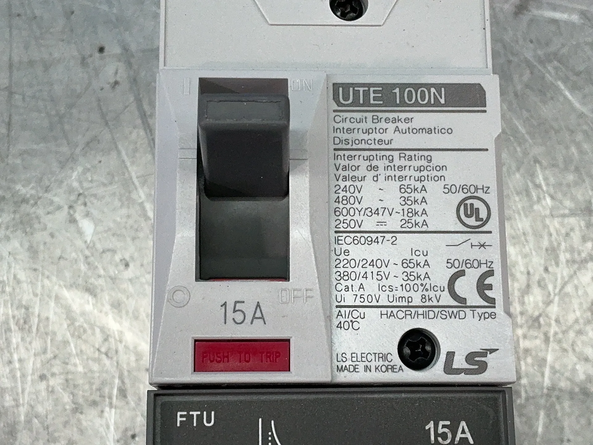 15 Amps, Leroy Somer Electric #02040079UL, UTE100N molded case circuit breakers, 240/480/600 Volts, LOT of 5 - Image 3