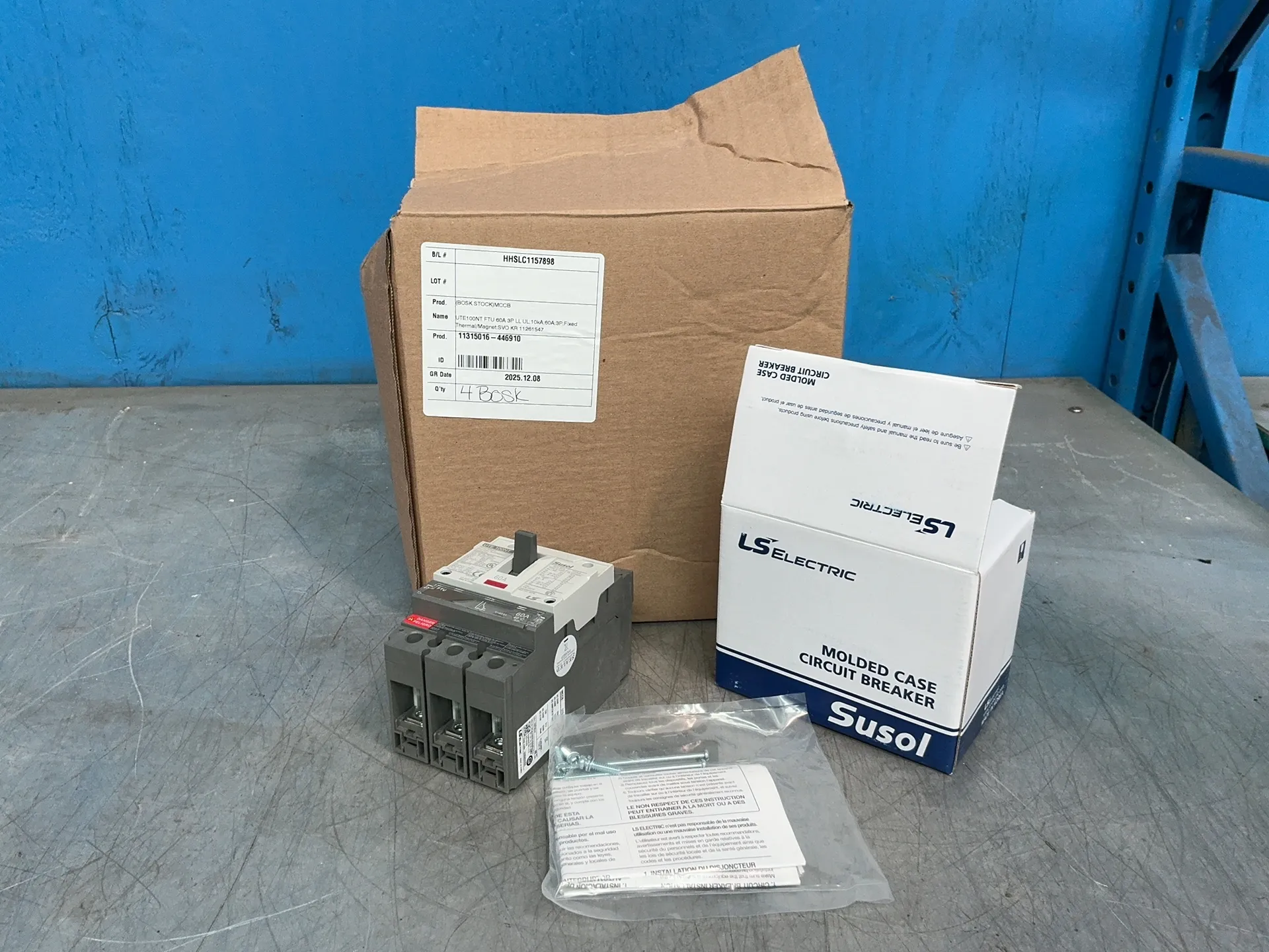 60 Amps, Leroy Somer Electric #02050249UL, molded case circuit breaker, LOT of 4, new - Image 1